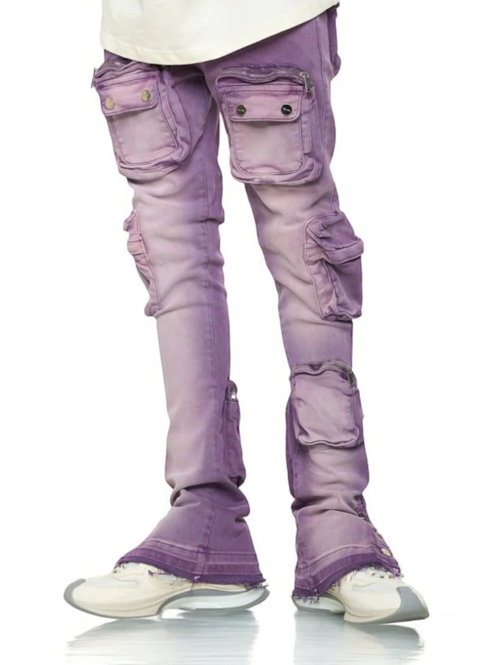 Pheelings Never Look Back Stacked Cargo Flare Stretch Skinny Jeans Purple, 30
